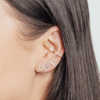 Donut Diamond 14k Yellow Gold Stud Earrings
