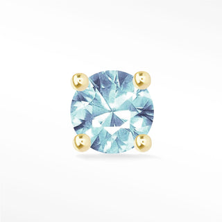 Aquamarine Flat Back Earring Natural Gemstone 2mm 14k Yellow