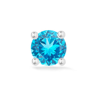 Flat Back Earring Blue Topaz Natural Gemstone 2mm 14k White