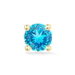 Blue Topaz Flat Back Earring Gemstone 2mm 14k Yellow - Nina Wynn