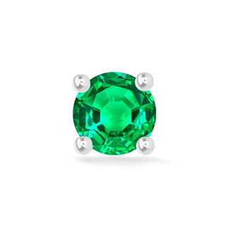 Emerald Flat Back Earring Princess Yum Yum 2mm 14k White - Nina Wynn