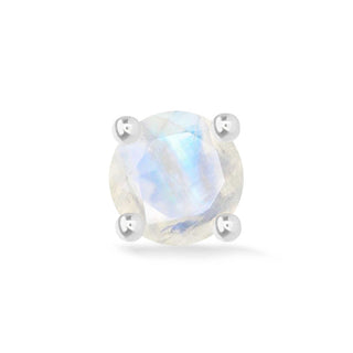 Moonstone Flat Back Earring Princess Yum Yum 2mm 14k White - Nina Wynn