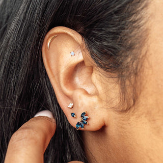 Moonstone Flat Back Earring Gemstone 2mm 14k Yellow - Nina Wynn