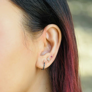 Pink Tourmaline Flat Back Earring Gemstone 2mm 14k Yellow - Nina Wynn