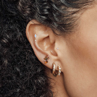 White Topaz Flat Back Earring Gemstone 2mm 14k Yellow - Nina Wynn