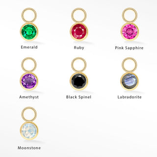Wholesale Brilliant Round Natural Gemstone 14k Yellow Gold Simple Bezel Petite Charms for Permanent Jewelry