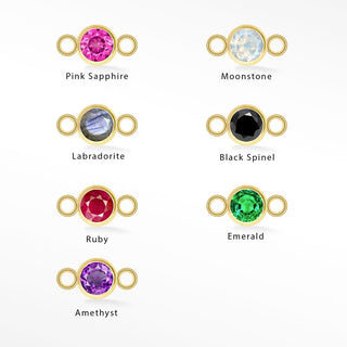 Wholesale Brilliant Round Natural Gemstone 14k Yellow Gold Simple Bezel Connectors for Permanent Jewelry
