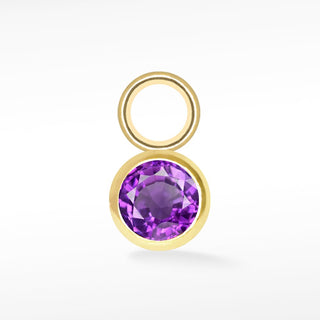 Wholesale Brilliant Round Natural Gemstone 14k Yellow Gold Simple Bezel Petite Charms for Permanent Jewelry