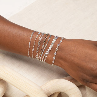 Hammer Drop Dainty 4.5mm 14k White Gold Chain Designer Line for Permanent Jewelry - Nina Wynn