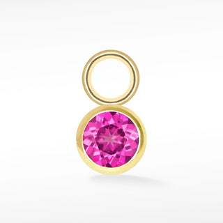 Wholesale Brilliant Round Natural Gemstone 14k Yellow Gold Simple Bezel Petite Charms for Permanent Jewelry