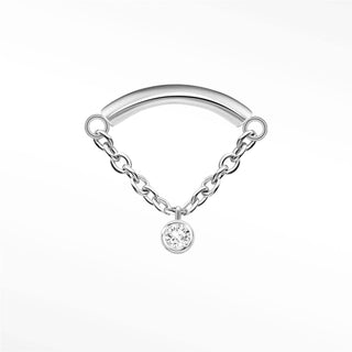 Flat Back Earring Diamond Bezel Hidden Helix Dangle 14K White