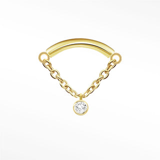 Flat Back Earring Diamond Bezel Hidden Helix Dangle 14K Yellow