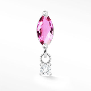 Pink Sapphire Flat Back Earring Movement 14k White