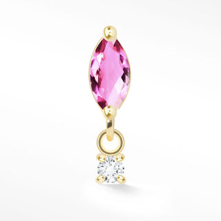 Pink Sapphire Flat Back Earring Movement 14k Yellow