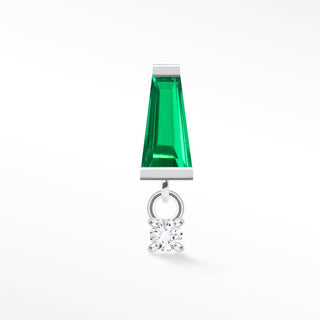 Emerald Flat Back Earring Tapered Baguette 14k White