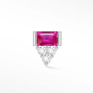 Flat Back Earring Pink Sapphire 14k White