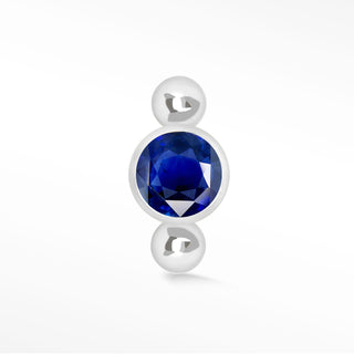 Flat Back Earring Blue Sapphire Orbit 14K White