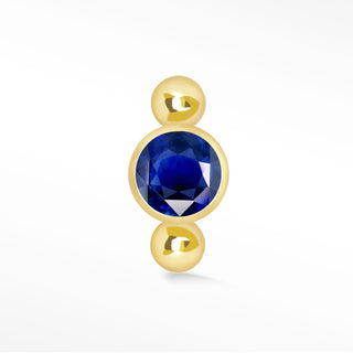 Flat Back Earring Blue Sapphire Orbit 14K Yellow