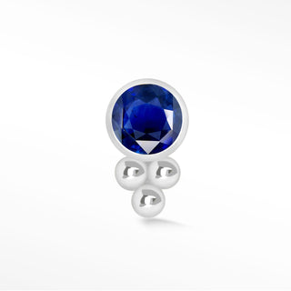 Flat Back Earring Blue Sapphire Comet 14K White