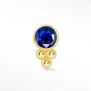 Flat Back Earring Blue Sapphire Comet 14K Yellow