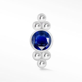 Flat Back Earring Blue Sapphire Bubble Crown 14K White