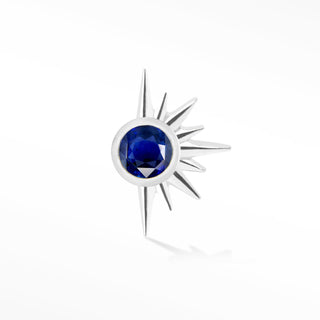 Flat Back Earring Blue Sapphire Demi Star 14k White