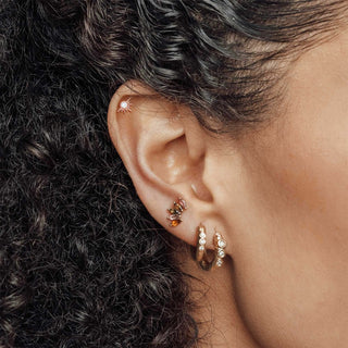 Diamond Flat Back Earring Demi Star 14k Yellow