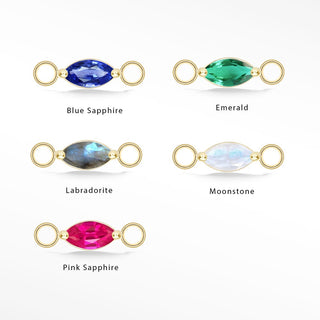 Wholesale Marquise Natural Gemstone 14K Yellow Gold Connectors for Permanent Jewelry