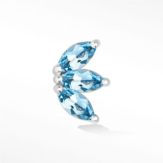 Blue Topaz Flat Back Earring Baby Lotus 14k White - Nina Wynn