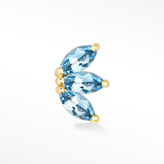 Blue Topaz Flat Back Earring Baby Lotus 14k Yellow - Nina Wynn