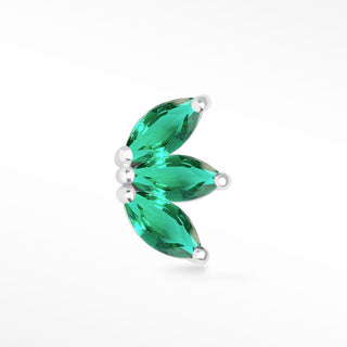 Emerald Flat Back Earring Baby Lotus 14k White - Nina Wynn