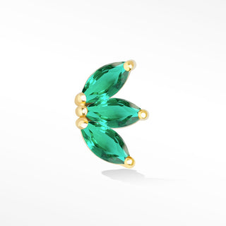 Emerald Flat Back Earring Baby Lotus 14k Yellow - Nina Wynn