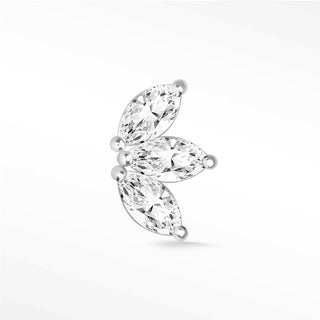 Moissanite Flat Back Earring Small Baby Lotus 14k White - Nina Wynn