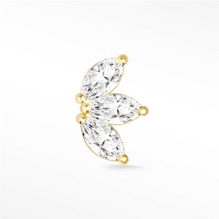 Moissanite Flat Back Earring Small Baby Lotus 14k Yellow - Nina Wynn