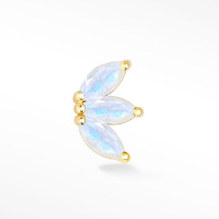 Moonstone Flat Back Earring Baby Lotus 14k Yellow - Nina Wynn