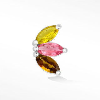 Tourmaline Flat Back Earring Baby Lotus 14k White - Nina Wynn
