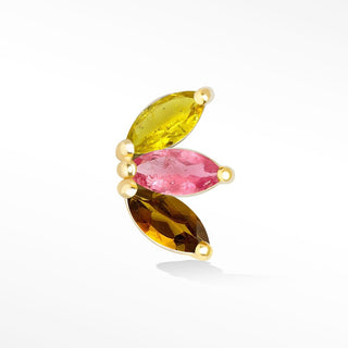 Tourmaline Flat Back Earring Baby Lotus 14k Yellow - Nina Wynn