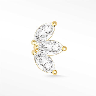 Moissanite Flat Back Earring Med Baby Lotus 14k Yellow - Nina Wynn