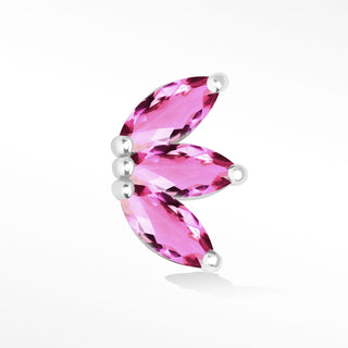 Pink Sapphire Flat Back Earring Baby Lotus 14k White