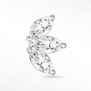 Moissanite Flat Back Earring Large Baby Lotus 14k White - Nina Wynn