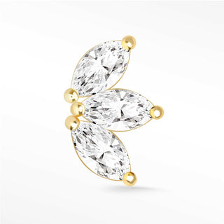 Moissanite Flat Back Earring Large Baby Lotus 14k Yellow - Nina Wynn