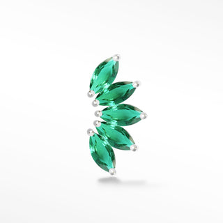 Emerald Flat Back Earring Wild Lotus 14k White - Nina Wynn