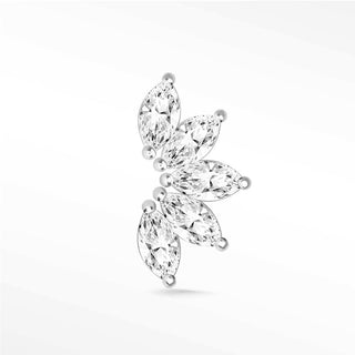 Moissanite Flat Back Earring Small Lotus 14k White - Nina Wynn