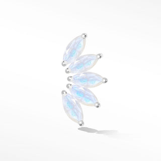 Moonstone Flat Back Earring Lotus 14k White - Nina Wynn