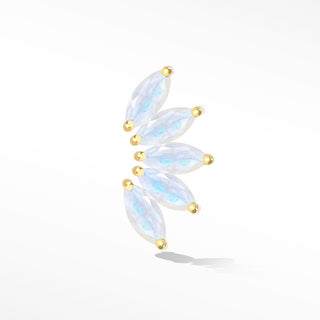 Moonstone Flat Back Earring Lotus 14k Yellow - Nina Wynn