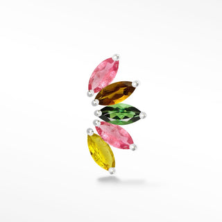 Lotus Flat Back Earring Tourmaline 14k White - Nina Wynn