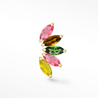 Lotus Flat Back Earring Tourmaline 14k Yellow - Nina Wynn