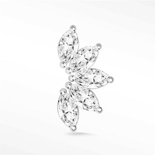 Moissanite Flat Back Earring Med Lotus 14k White - Nina Wynn
