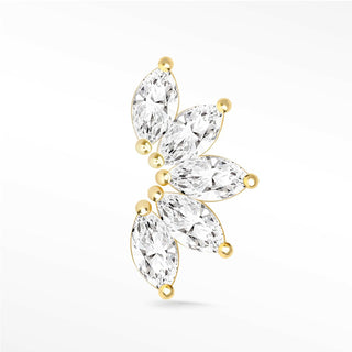 Moissanite Flat Back Earring Med Lotus 14k Yellow - Nina Wynn