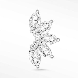 Moissanite Flat Back Earring Large Lotus 14k White - Nina Wynn